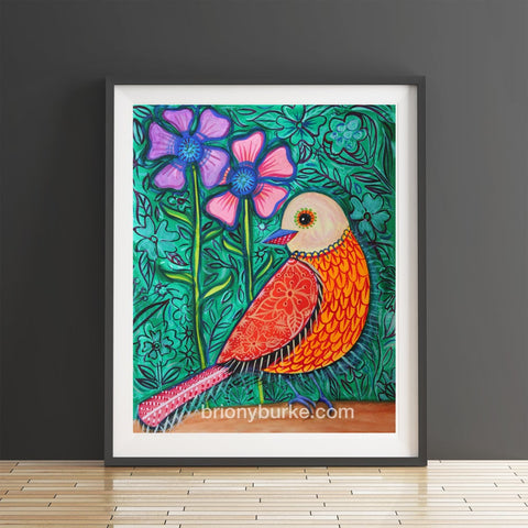 Boho Bird with Green Background