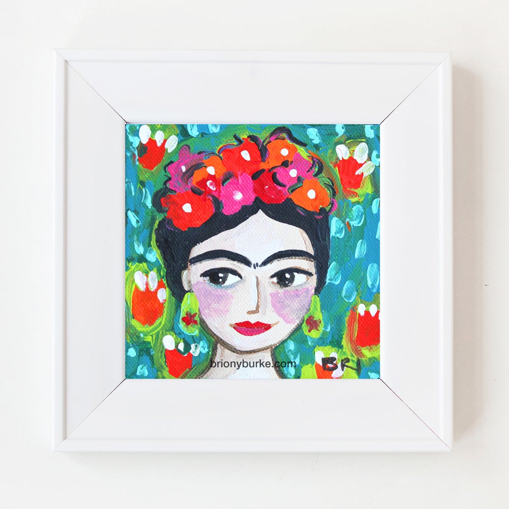 Frida with Green Background Print