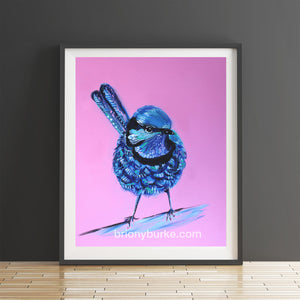 Blue Wren Pink Print