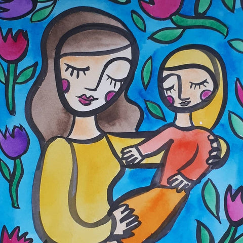 Custom Couple or Mama and Babe Portrait